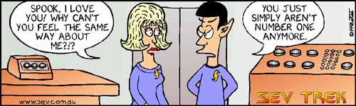 Sev Trek - cartoon spoofs
      of Star Trek. Copyright 1997 by John Cook.