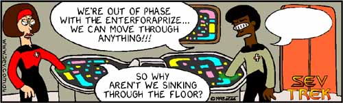 Sev Trek - cartoon spoofs
      of Star Trek. Copyright 1997 by John Cook.