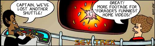Sev Trek - cartoon spoofs
      of Star Trek. Copyright 1997 by John Cook.